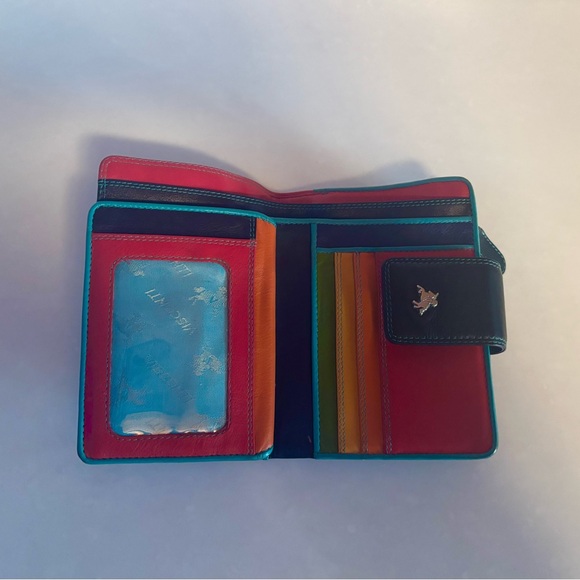 Visconti Black Leather Wallet with Silver Logo - Picture 3 of 4